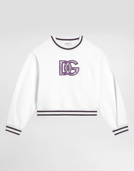  Dolce & Gabbana Majolica-print Crew Neck Sweatshirt With Dg Embroidery - Femme T-shirts Et Sweat-shirts Blanc 3 Years 