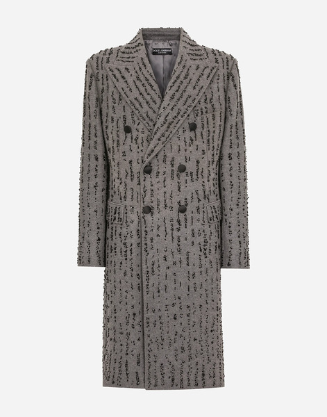  Dolce & Gabbana Manteau Croisé En Drap Brodé Effet Rayures Tennis - Homme Manteaux Et Blousons Multicolore 50 
