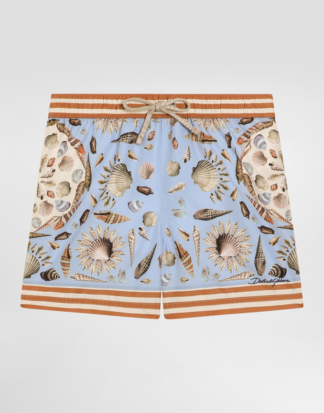  Dolce & Gabbana Medium Boxer Shorts In Canvas With Shells Print - Homme Vêtements De Plage Multicolor 6/9 Months 