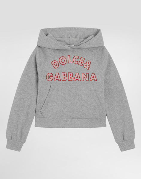  Dolce & Gabbana Oversized Fleece Hoodie With Embroidery - Femme T-shirts Et Sweat-shirts Gris 6 Years 