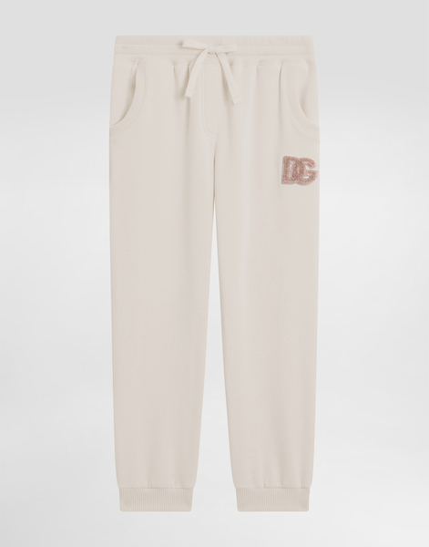  Dolce & Gabbana Oversized Fleece Trousers With Dg Sequin Patch - Femme Pantalons Et Jupes Rose 3 Years 