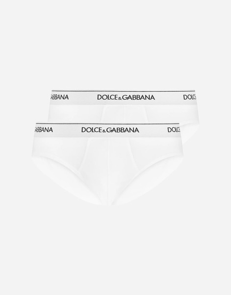  Dolce & Gabbana Pack De Deux Slips Mi-longs En Coton Stretch - Homme Sous-vêtements Et Loungewear Blanc Coton 3 