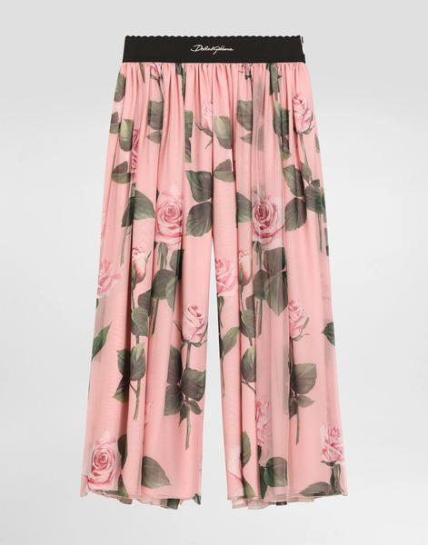  Dolce & Gabbana Pantalon En Mousseline à Imprimé Roses Et Logo - Femme Pantalons Et Jupes Imprimé 6 Years 