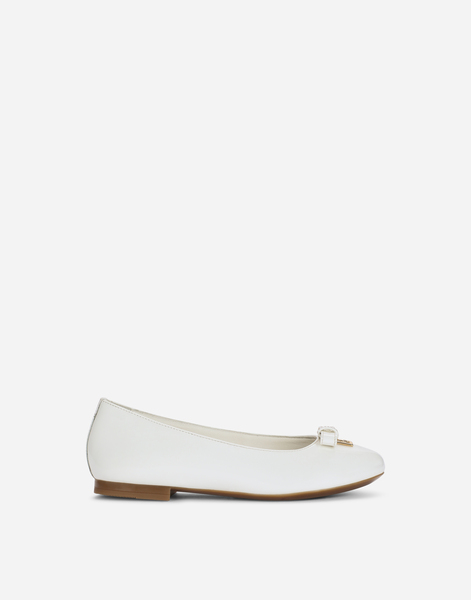  Dolce & Gabbana Patent Leather Ballet Flats With Metal Dg Logo - Femme Chaussures (27-40) Blanc Cuir 31 