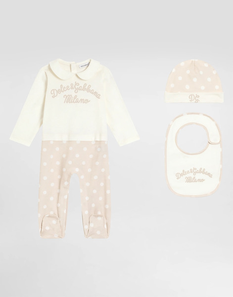  Dolce & Gabbana 3-piece Gift Set In Polka Dot Jersey With Print - Homme Lots Cadeaux Et Bodys Multicolore 0/3 Months 