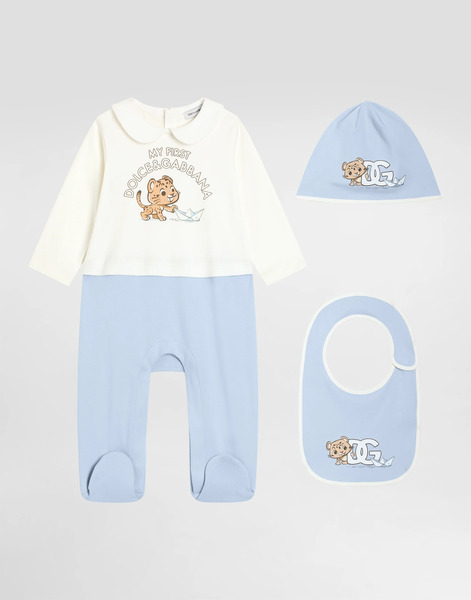  Dolce & Gabbana 3-piece Interlock Gift Set With Leopard And Boats Print - Homme Lots Cadeaux Et Bodys Multicolore 3/6 Months 