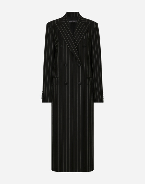  Dolce & Gabbana Pinstripe Double-breasted Coat In Woolen Fabric - Femme Manteaux Et Blousons Multicolore 44 