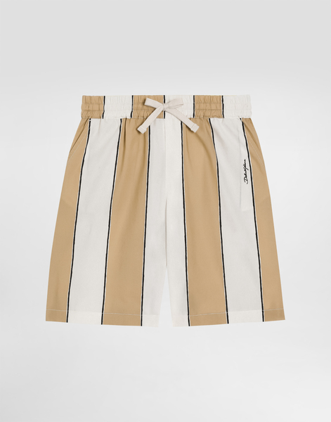  Dolce & Gabbana Poplin Bermuda Shorts With Striped Print - Homme Pantalons Et Shorts Multicolor 13 Years 