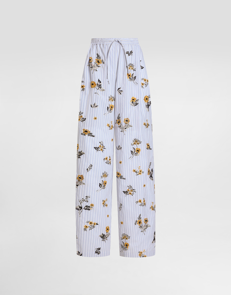  Dolce & Gabbana Poplin Trousers With Thread Floral Embroidery And Rhinestones - Femme Pantalons Et Shorts Multicolore 42 