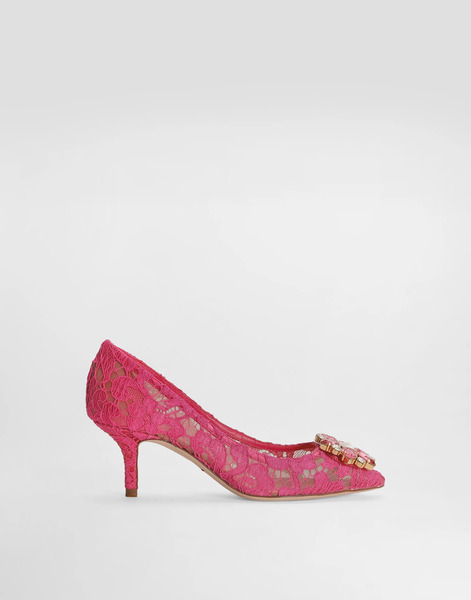  Dolce & Gabbana Pump In Taormina Lace With Crystals - Femme Escarpins Et Slingbacks Fuchsia Dentelle 36 