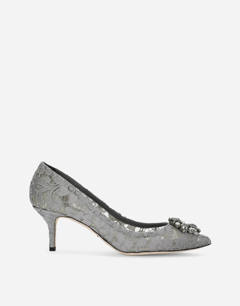  Dolce & Gabbana Pump In Taormina Lace With Crystals - Femme Escarpins Et Slingbacks Gris Dentelle 36 