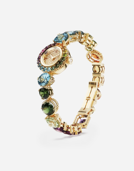  Dolce & Gabbana Rainbow Watch In 18kt Yellow Gold With Multicolor Fine Gems And Diamonds - Femme Montres Or Or Onesize 