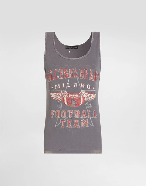  Dolce & Gabbana Ribbed Tank Top With Distressed Effect And Print - Femme T-shirts Et Sweatshirts Multicolore 38 