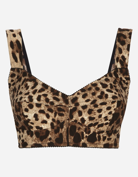  Dolce & Gabbana Short Bustier Top In Charmeuse With Leopard Print - Femme Tops Et Chemisiers Imprim� Animalier Soie 52 