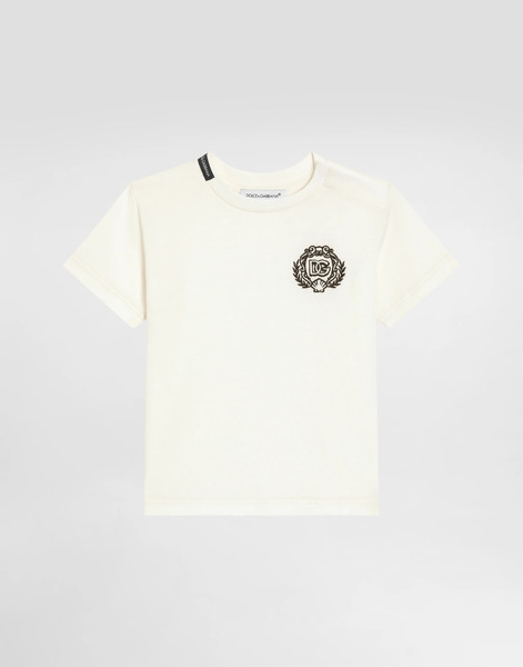  Dolce & Gabbana Short-sleeved Jersey T-shirt With Dg Embroidery - Homme Manteaux Et Hauts Blanc 6/9 Months 