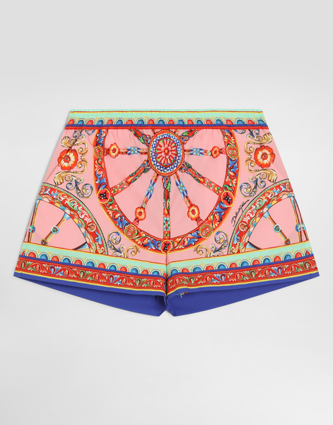  Dolce & Gabbana Shorts Vanity En Popeline à Imprimé Carretto - Femme Pantalons Et Jupes Multicolor 3 Years 