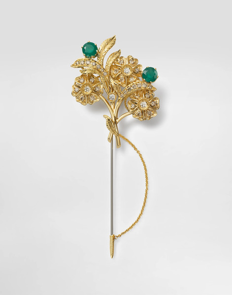  Dolce & Gabbana Sicily Brooch 18-carat Yellow And White Gold, Emeralds, And Diamonds - Homme épingles Et Pinces à Cravate Or Onesize 