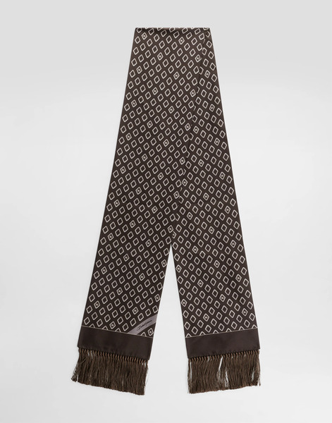  Dolce & Gabbana Silk Twill Scarf With Micro-design And Logo - Homme Echarpes Et Foulards Multicolor Onesize 
