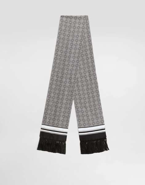  Dolce & Gabbana Silk Twill Scarf With Micro-design And Logo - Homme Echarpes Et Foulards Multicolor Onesize 