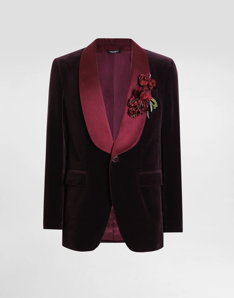  Dolce & Gabbana Single-breasted Sicilia Light Smooth Velvet Jacket - Homme Costumes Et Blazers Purple 50 