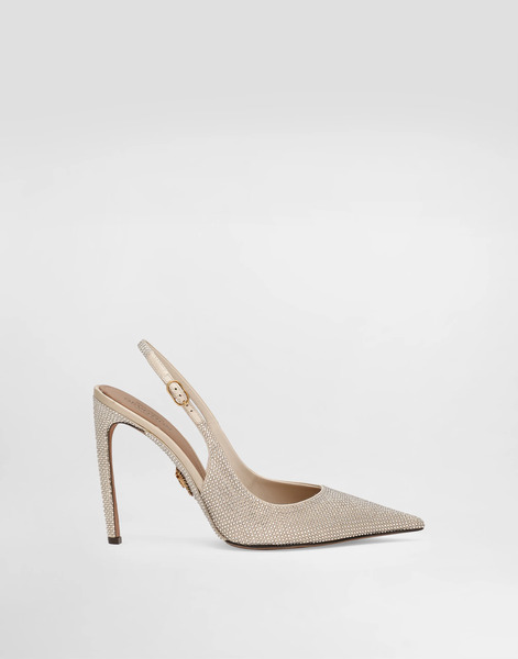  Dolce & Gabbana Slingbacks Devotion En Satin Avec Strass Thermocollés - Femme Escarpins Et Slingbacks Multicolore 39 