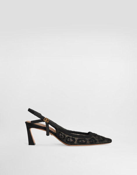  Dolce & Gabbana Slingbacks En Dentelle Léopard Avec Strass Thermocollants - Femme Escarpins Et Slingbacks Noir 40 