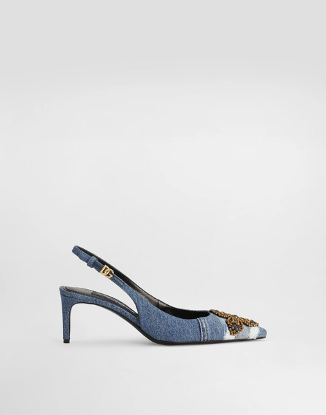  Dolce & Gabbana Slingbacks En Patchwork De Denim Avec Broderie - Femme Escarpins Et Slingbacks Multicolore 36 