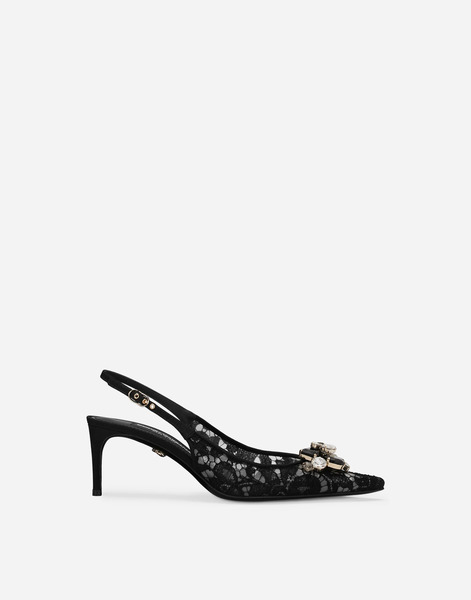  Dolce & Gabbana Slingbacks Rainbow Lace En Dentelle Lurex - Femme Escarpins Et Slingbacks Noir Dentelle 35 