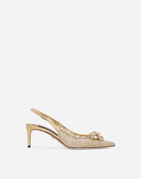  Dolce & Gabbana Slingbacks Rainbow Lace En Dentelle Lurex - Femme Escarpins Et Slingbacks Or Dentelle 36 