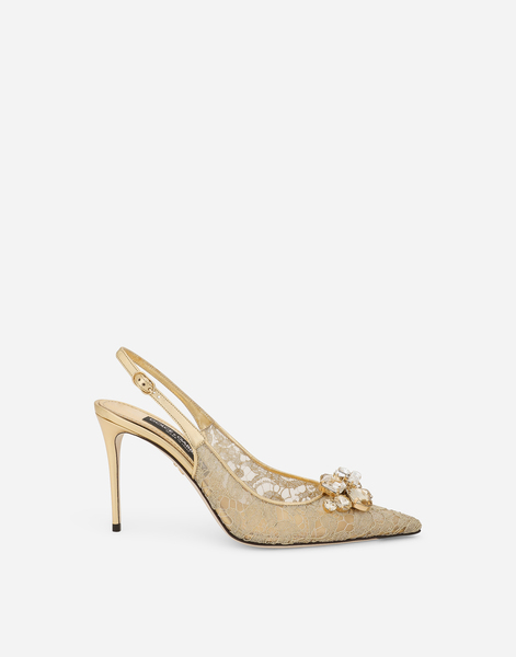 Dolce & Gabbana Slingbacks Rainbow Lace En Dentelle Lurex - Femme Escarpins Et Slingbacks Or Dentelle 38 