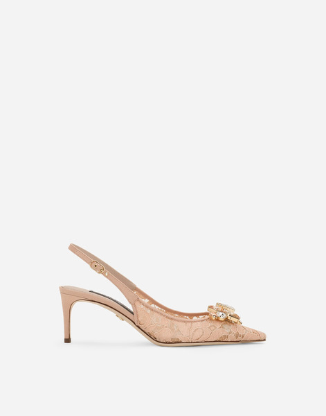  Dolce & Gabbana Slingbacks Rainbow Lace En Dentelle Lurex - Femme Escarpins Et Slingbacks Rose Dentelle 38 