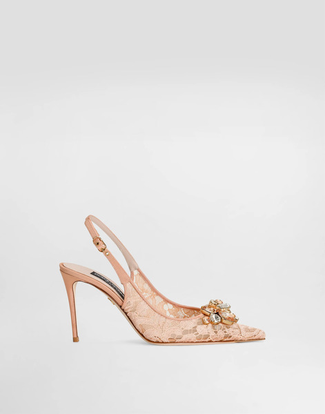 Dolce & Gabbana Slingbacks Rainbow Lace En Dentelle Lurex - Femme Escarpins Et Slingbacks Rose Dentelle 40 