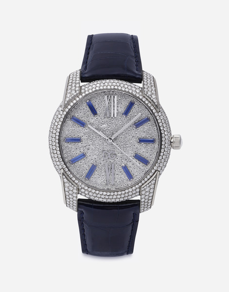  Dolce & Gabbana Special Pieces White Gold Watch With Diamond Pavé - Homme Montres Bleu/or Blanc Onesize 