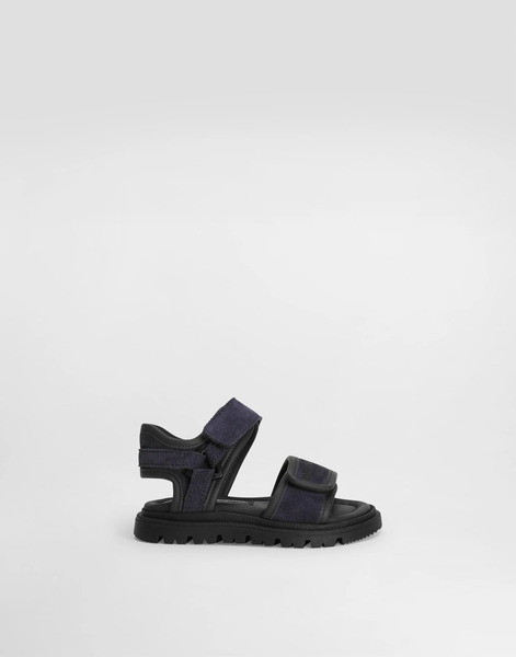  Dolce & Gabbana Split Leather Sandals With Logo Print - Homme Chaussures Premiers Pas (19-26) Bleu 19 