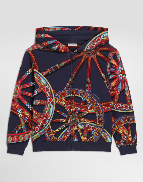  Dolce & Gabbana Sweat à Capuche En Coton à Imprimé Carretto - Homme T-shirts Et Sweat-shirts Multicolor 12 Years 