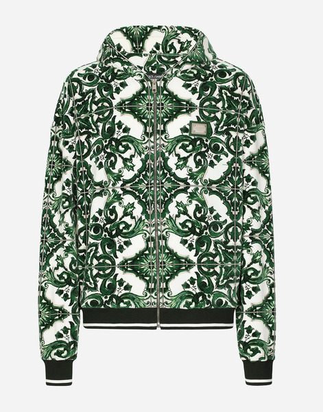  Dolce & Gabbana Sweat-shirt à Capuche, Fermeture Zippée Et Imprimé Majoliques - Homme Sweatshirts Multicolore L 