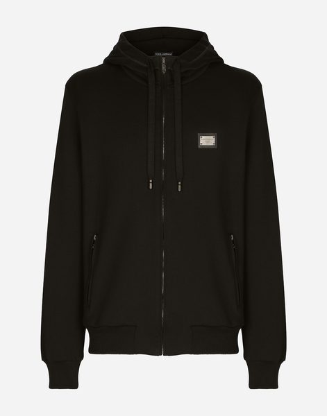  Dolce & Gabbana Sweat-shirt En Jersey à Capuche Et Fermeture Zippée - Homme Sweatshirts Noir Coton 48 
