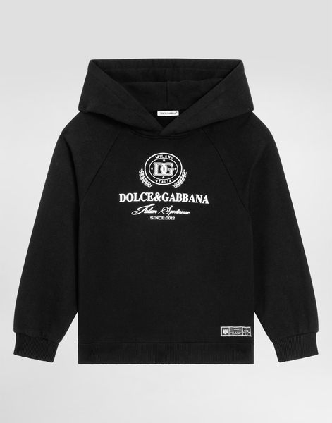  Dolce & Gabbana Sweat-shirt En Jersey Avec Capuche Et Logo - Homme T-shirts Et Sweat-shirts Noir 2 Years 