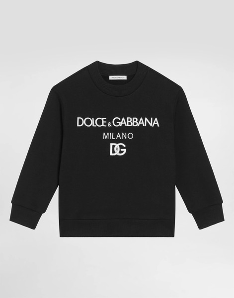  Dolce & Gabbana Sweat-shirt Ras De Cou En Jersey Avec Broderie Dg Milano - Homme T-shirts Et Sweat-shirts Noir Coton 8 Years 