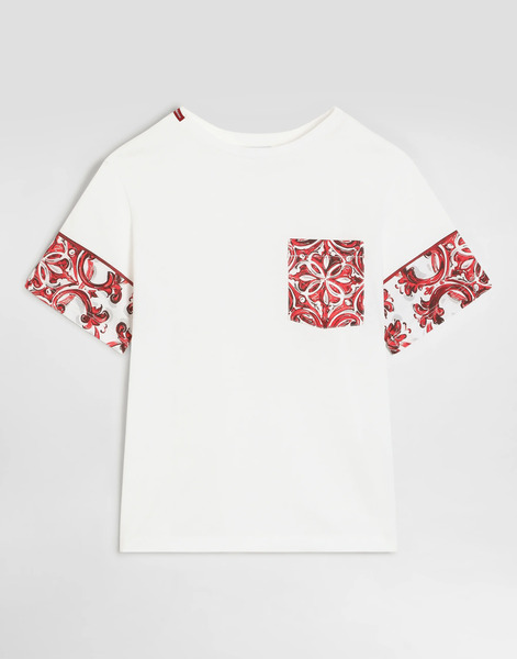  Dolce & Gabbana T-shirt En Jersey à Imprimé Majolique - Homme T-shirts Et Sweat-shirts Blanc 10 Years 