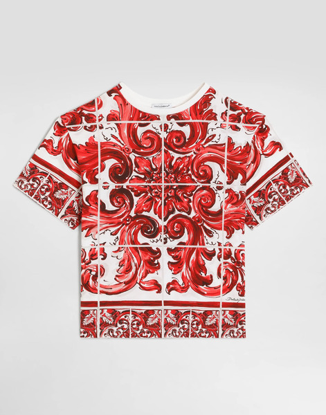  Dolce & Gabbana T-shirt En Jersey à Imprimé Majolique - Homme T-shirts Et Sweat-shirts Multicolor 3 Years 