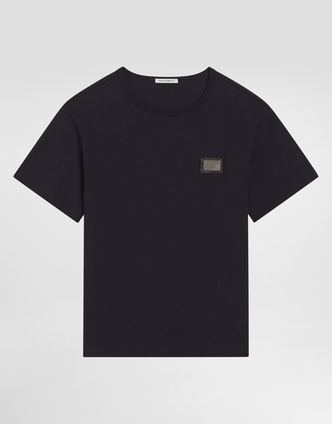  Dolce & Gabbana T-shirt En Jersey Avec Plaquette à Logo - Homme T-shirts Et Sweat-shirts Bleu Coton 4 Years 