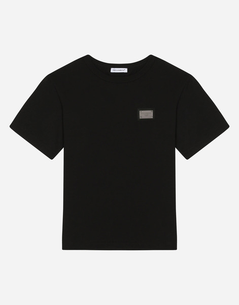  Dolce & Gabbana T-shirt En Jersey Avec Plaquette à Logo - Homme T-shirts Et Sweat-shirts Noir Coton 4 Years 