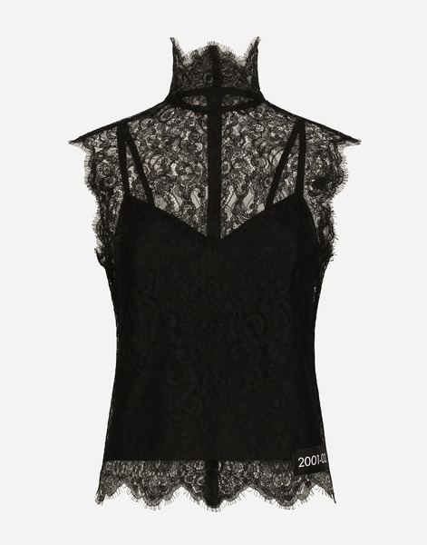  Dolce & Gabbana Top Sans Manches En Dentelle De Chantilly - Femme Tops Et Chemisiers Noir Dentelle 54 