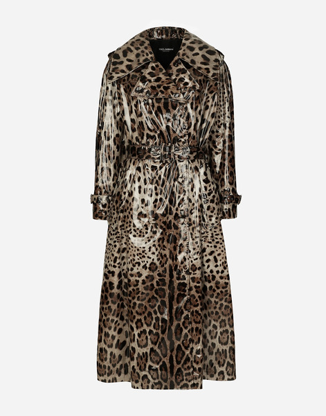  Dolce & Gabbana Trench En Satin Enduit à Imprimé Léopard - Femme Manteaux Et Blousons Imprim� Animalier 44 