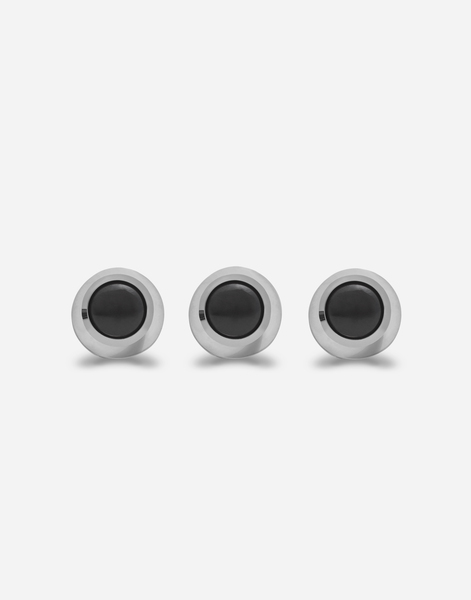  Dolce & Gabbana White Gold Tuxedo Buttons With Black Jades - Homme Boutons De Manchette Or Blanc Onesize 