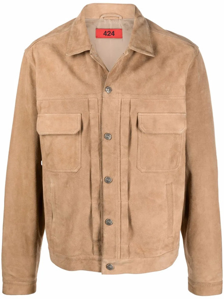  424 Veste En Cuir à Boutonnière - Tons Neutres 