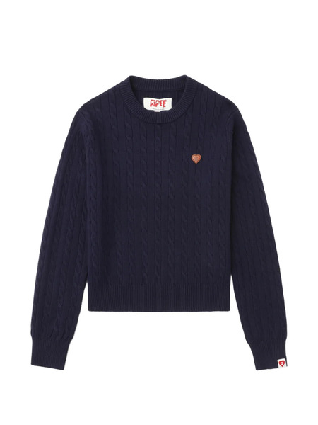  A Bathing Ape® Pull En Maille Torsadée à Patch - Bleu 