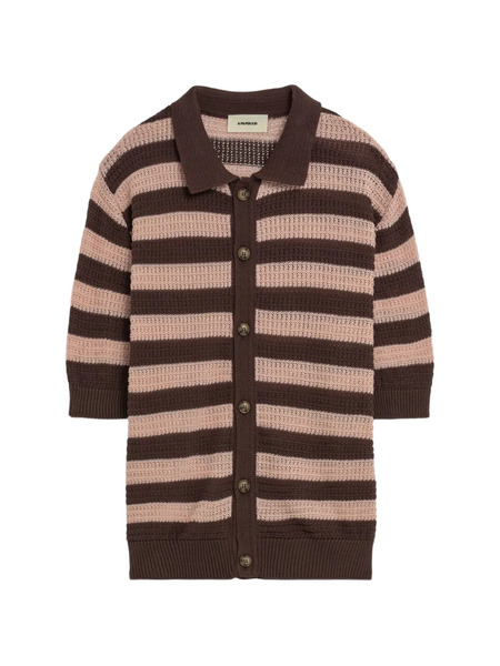  A Paper Kid Cardigan En Maille à Rayures - Marron 
