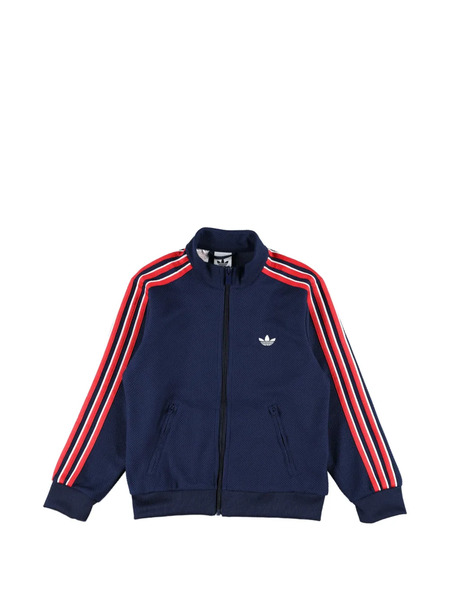  Adidas Kids Pull Zippé à Rayures - Bleu 